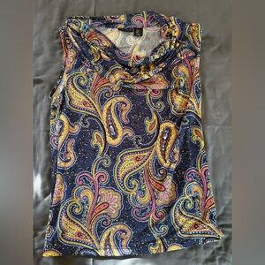 Tahari Multicolor Paisley Sleeveless Blouse